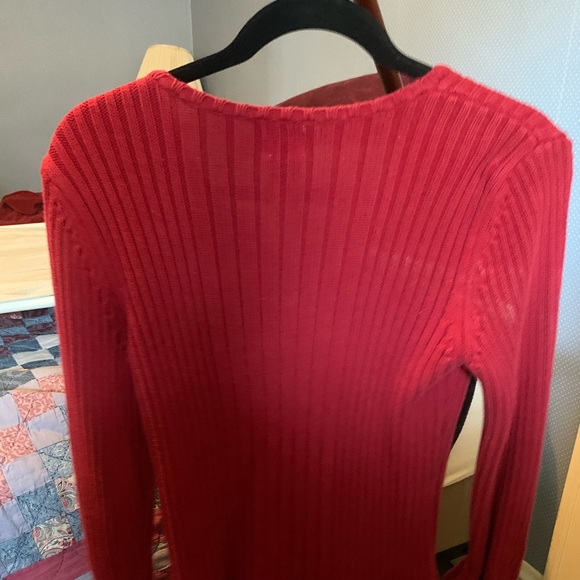 VTG 90’s Calvin Klein Knit Red Sweater with Zips - Picture 2 of 4